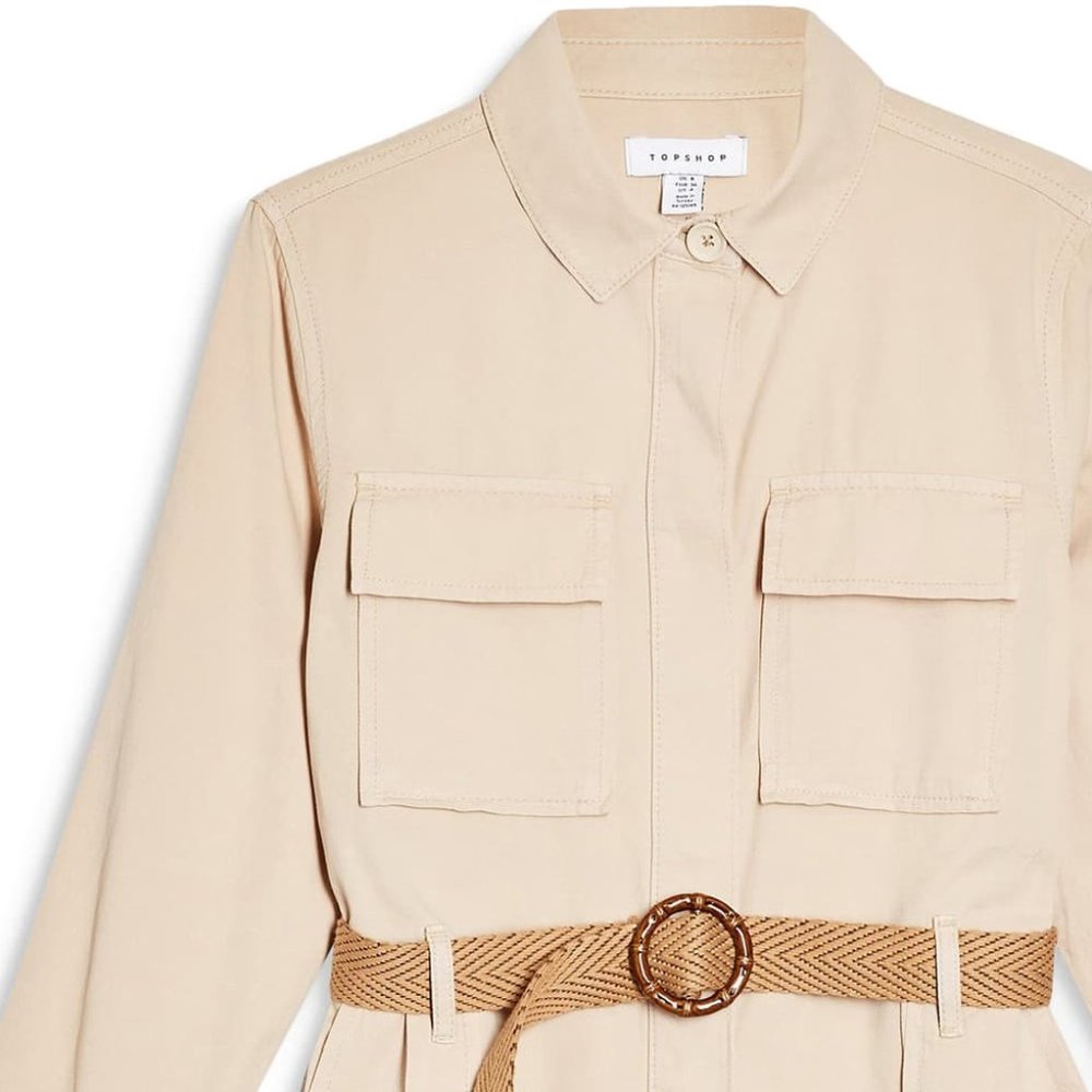 NEW Topshop Ecru Beige Belted Utility Romper $95 - Picture 7 of 8